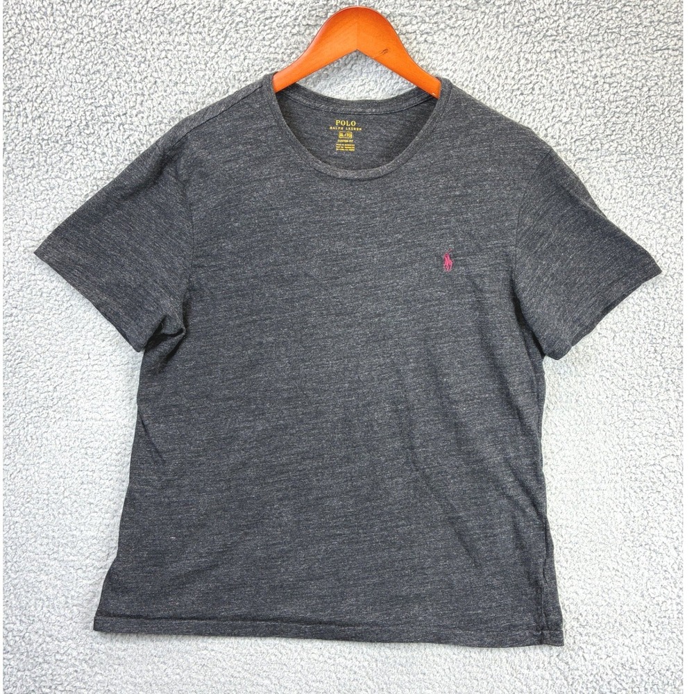 Polo Ralph Lauren Custom Fit T-Shirt Mens XL Charcoal Gray Pony Casual Preppy